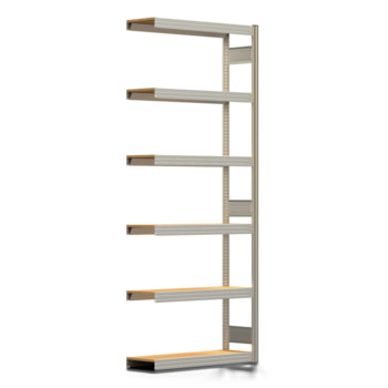 Fachbodenregal mit Tiefenriegel - 350 kg - 2.500 x 1.005 x 300 mm (HxBxT) - Anbauregal - verzinkt - 6 Holzböden - Lagerregal - Steckregal BERT Fachbodenregal mit Tiefenriegel - 350 kg - 2.500 x 1.005 x 300 mm (HxBxT) - Anbauregal - verzinkt - 6 Holzböden - Lagerregal - Steckregal BERT