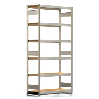 Fachbodenregal mit Tiefenriegel - 350 kg - 2.500 x 1.285 x 500 mm (HxBxT) - Grundregal - verzinkt - 6 Holzböden - Lagerregal - Steckregal BERT Fachbodenregal mit Tiefenriegel - 350 kg - 2.500 x 1.285 x 500 mm (HxBxT) - Grundregal - verzinkt - 6 Holzböden - Lagerregal - Steckregal BERT