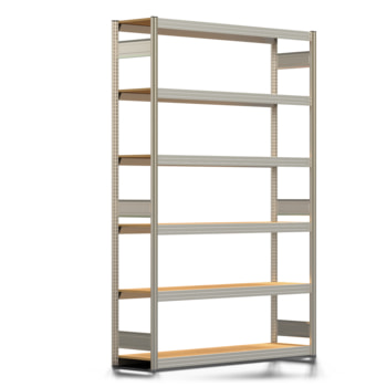 Fachbodenregal mit Tiefenriegel - 350 kg - 2.500 x 1.695 x 400 mm (HxBxT) - Grundregal - verzinkt - 6 Holzböden - Lagerregal - Steckregal BERT Fachbodenregal mit Tiefenriegel - 350 kg - 2.500 x 1.695 x 400 mm (HxBxT) - Grundregal - verzinkt - 6 Holzböden - Lagerregal - Steckregal BERT