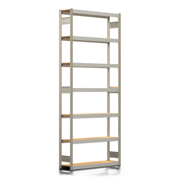 Fachbodenregal mit Tiefenriegel - 350 kg - 3.000 x 1.285 x 300 mm (HxBxT) - Grundregal - verzinkt - 7 Holzböden - Lagerregal - Steckregal BERT Fachbodenregal mit Tiefenriegel - 350 kg - 3.000 x 1.285 x 300 mm (HxBxT) - Grundregal - verzinkt - 7 Holzböden - Lagerregal - Steckregal BERT
