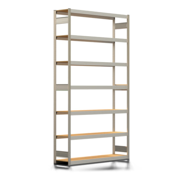 Fachbodenregal mit Tiefenriegel - 350 kg - 3.000 x 1.695 x 400 mm (HxBxT) - Grundregal - verzinkt - 7 Holzböden - Lagerregal - Steckregal BERT Fachbodenregal mit Tiefenriegel - 350 kg - 3.000 x 1.695 x 400 mm (HxBxT) - Grundregal - verzinkt - 7 Holzböden - Lagerregal - Steckregal BERT