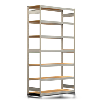 Fachbodenregal mit Tiefenriegel - 350 kg - 3.000 x 1.695 x 600 mm (HxBxT) - Grundregal - verzinkt - 7 Holzböden - Lagerregal - Steckregal BERT Fachbodenregal mit Tiefenriegel - 350 kg - 3.000 x 1.695 x 600 mm (HxBxT) - Grundregal - verzinkt - 7 Holzböden - Lagerregal - Steckregal BERT