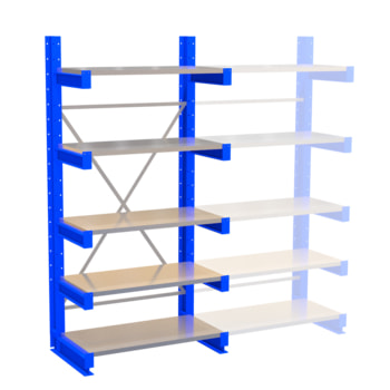 Kragarmregal, Schwerlastregal - 2.000 x 620 mm (HxT) - Feldbreite 1.000 mm - 250 kg - mit Fachböden