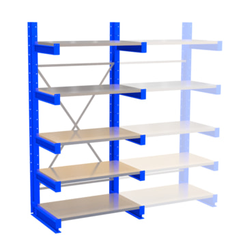 Kragarmregal, Schwerlastregal - 2.000 x 720 mm (HxT) - Feldbreite 1.000 mm - 250 kg - mit Fachböden