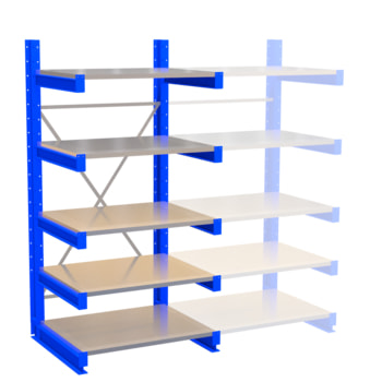 Kragarmregal, Schwerlastregal - 2.000 x 920 mm (HxT) - Feldbreite 1.000 mm - 250 kg - mit Fachböden
