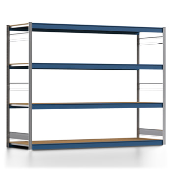 Weitspannregal EMIL - 2.000 x 2.570 x 800 mm (HxBxT) - Fachlast 400 kg - Holzböden - Lagerregal Weitspannregal EMIL - 2.000 x 2.570 x 800 mm (HxBxT) - Fachlast 400 kg - Holzböden - Lagerregal