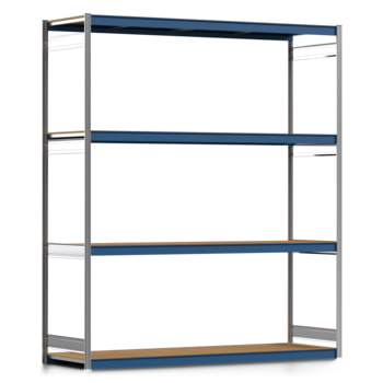 Weitspannregal EMIL - 3.000 x 2.570 x 800 mm (HxBxT) - Fachlast 400 kg - Holzböden - Lagerregal Weitspannregal EMIL - 3.000 x 2.570 x 800 mm (HxBxT) - Fachlast 400 kg - Holzböden - Lagerregal