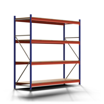 Weitspannregal EMMA - 2.500 x 2.700 x 800 mm (HxBxT) - Feldlast 7.500 kg - Holzböden - Schwerlastregal Weitspannregal EMMA - 2.500 x 2.700 x 800 mm (HxBxT) - Feldlast 7.500 kg - Holzböden - Schwerlastregal