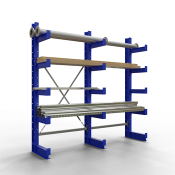 Einseitiges Kragarmregal, Schwerlastregal - 2.000 x 520 mm (HxT) - Feldbreite 1.000 mm - 750 kg 