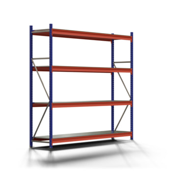 Weitspannregal EMMA - 2.500 x 2.700 x 600 mm (HxBxT) - Feldlast 7.500 kg - Stahlböden - Schwerlastregal Weitspannregal EMMA - 2.500 x 2.700 x 600 mm (HxBxT) - Feldlast 7.500 kg - Stahlböden - Schwerlastregal