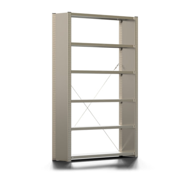 Büroregal - Aktenregal m. Seitenwand - Höhe 2.000 mm - 6 Böden 1.285 x 300 mm (BxT) - 150 kg Büroregal - Aktenregal m. Seitenwand - Höhe 2.000 mm - 6 Böden 1.285 x 300 mm (BxT) - 150 kg