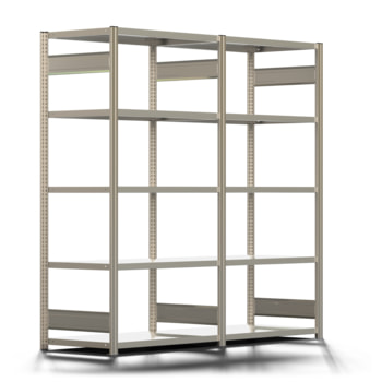 Fachbodenregal - Lagerregal - 150 kg - 2.000 x 2.066 x 600 mm (HxBxT) - beidseitig - 2 Felder - verzinkt - 10 Böden - Steckregal - BERT Fachbodenregal - Lagerregal - 150 kg - 2.000 x 2.066 x 600 mm (HxBxT) - beidseitig - 2 Felder - verzinkt - 10 Böden - Steckregal - BERT