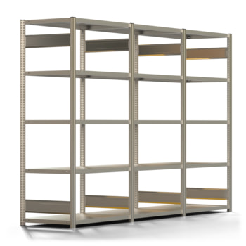 Fachbodenregal - Lagerregal - 150 kg - 2.000 x 3.071 x 600 mm (HxBxT) - beidseitig - 3 Felder - verzinkt - 15 Böden - Steckregal - BERT Fachbodenregal - Lagerregal - 150 kg - 2.000 x 3.071 x 600 mm (HxBxT) - beidseitig - 3 Felder - verzinkt - 15 Böden - Steckregal - BERT