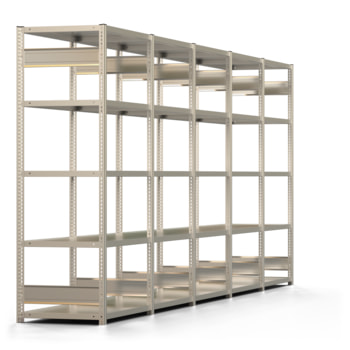 Fachbodenregal - Lagerregal - 150 kg - 2.000 x 5.081 x 600 mm (HxBxT) - beidseitig - 5 Felder - verzinkt - 25 Böden - Steckregal - BERT Fachbodenregal - Lagerregal - 150 kg - 2.000 x 5.081 x 600 mm (HxBxT) - beidseitig - 5 Felder - verzinkt - 25 Böden - Steckregal - BERT