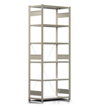 Fachbodenregal mit Tiefenriegel - 250 kg - 2.500 x 1.005 x 500 mm - erweiterbar - Farbe wählbar - 6 Böden - Lagerregal - Steckregal BERT Fachbodenregal mit Tiefenriegel - 250 kg - 2.500 x 1.005 x 500 mm - erweiterbar - Farbe wählbar - 6 Böden - Lagerregal - Steckregal BERT