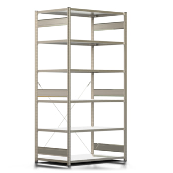 Fachbodenregal mit Tiefenriegel - 250 kg - 2.500 x 1.285 x 800 mm - verzinkt - 6 Böden - Lagerregal - Steckregal - BERT Fachbodenregal mit Tiefenriegel - 250 kg - 2.500 x 1.285 x 800 mm - verzinkt - 6 Böden - Lagerregal - Steckregal - BERT