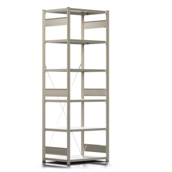 Fachbodenregal mit Tiefenriegel - 350 kg - 2.500 x 875 x 626 mm (HxBxT) - erweiterbar - 6 Böden - Farbe wählbar - Lagerregal - Steckregal Fachbodenregal mit Tiefenriegel - 350 kg - 2.500 x 875 x 626 mm (HxBxT) - erweiterbar - 6 Böden - Farbe wählbar - Lagerregal - Steckregal