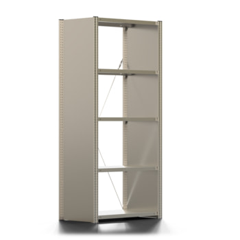Fachbodenregal mit Seitenwand - 150 kg - 2.000 x 875 x 500 mm (HxBxT) - erweiterbar - verzinkt - 5 Böden - Lagerregal - Steckregal - BERT Fachbodenregal mit Seitenwand - 150 kg - 2.000 x 875 x 500 mm (HxBxT) - erweiterbar - verzinkt - 5 Böden - Lagerregal - Steckregal - BERT