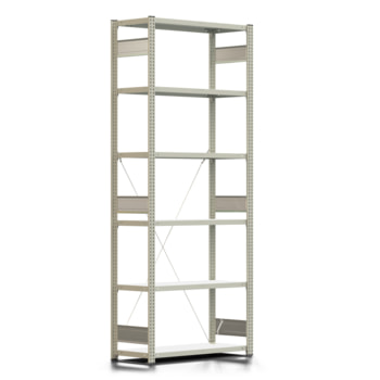 Fachbodenregal mit Tiefenriegel - 250 kg - 2.500 x 1.005 x 400 mm - erweiterbar - lichtgrau - 6 Böden - Lagerregal - Steckregal BERT Fachbodenregal mit Tiefenriegel - 250 kg - 2.500 x 1.005 x 400 mm - erweiterbar - lichtgrau - 6 Böden - Lagerregal - Steckregal BERT