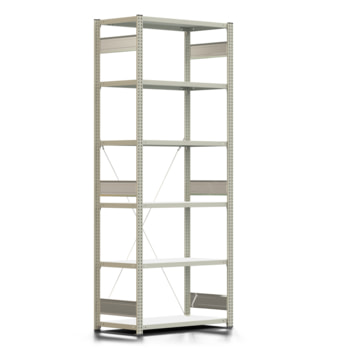 Fachbodenregal mit Tiefenriegel - 250 kg - 2.500 x 1.005 x 500 mm - erweiterbar - lichtgrau - 6 Böden - Lagerregal - Steckregal BERT Fachbodenregal mit Tiefenriegel - 250 kg - 2.500 x 1.005 x 500 mm - erweiterbar - lichtgrau - 6 Böden - Lagerregal - Steckregal BERT