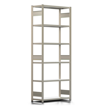 Fachbodenregal mit Tiefenriegel - 150 kg - 2.500 x 1.005 x 400 mm (HxBxT) - erweiterbar - 6 Böden - verzinkt - Lagerregal - Steckregal BERT Fachbodenregal mit Tiefenriegel - 150 kg - 2.500 x 1.005 x 400 mm (HxBxT) - erweiterbar - 6 Böden - verzinkt - Lagerregal - Steckregal BERT
