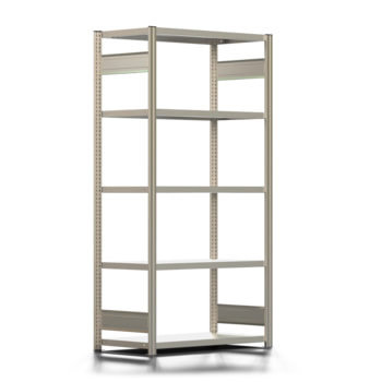 Fachbodenregal mit Tiefenriegel - 250 kg - 2.000 x 1.005 x 500 mm (HxBxT) - erweiterbar - Längenriegel - 5 Böden - Steckregal BERT Fachbodenregal mit Tiefenriegel - 250 kg - 2.000 x 1.005 x 500 mm (HxBxT) - erweiterbar - Längenriegel - 5 Böden - Steckregal BERT