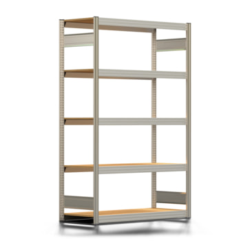 Fachbodenregal Tiefenriegel - 250 kg - 2.000 x 1.285 x 500 mm (HxBxT) - erweiterbar - Farbe wählbar - 5 Holzböden - Lagerregal - Steckregal BERT Fachbodenregal Tiefenriegel - 250 kg - 2.000 x 1.285 x 500 mm (HxBxT) - erweiterbar - Farbe wählbar - 5 Holzböden - Lagerregal - Steckregal BERT