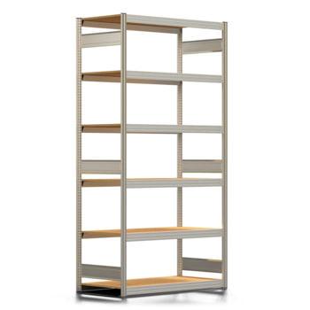 Fachbodenregal Tiefenriegel - 250 kg - 2.500 x 1.285 x 600 mm (HxBxT) - erweiterbar - Farbe wählbar - 6 Holzböden - Lagerregal - Steckregal BERT Fachbodenregal Tiefenriegel - 250 kg - 2.500 x 1.285 x 600 mm (HxBxT) - erweiterbar - Farbe wählbar - 6 Holzböden - Lagerregal - Steckregal BERT