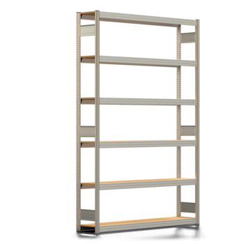 Fachbodenregal Tiefenriegel - 250 kg - 2.500 x 1.695 x 300 mm (HxBxT) - erweiterbar - Farbe wählbar - 6 Holzböden - Lagerregal - Steckregal BERT Fachbodenregal Tiefenriegel - 250 kg - 2.500 x 1.695 x 300 mm (HxBxT) - erweiterbar - Farbe wählbar - 6 Holzböden - Lagerregal - Steckregal BERT
