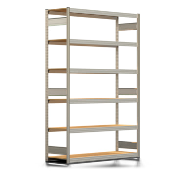 Fachbodenregal Tiefenriegel - 250 kg - 2.500 x 1.695 x 500 mm (HxBxT) - erweiterbar - Farbe wählbar - 6 Holzböden - Lagerregal - Steckregal BERT Fachbodenregal Tiefenriegel - 250 kg - 2.500 x 1.695 x 500 mm (HxBxT) - erweiterbar - Farbe wählbar - 6 Holzböden - Lagerregal - Steckregal BERT