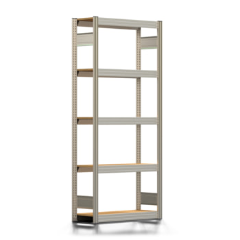 Fachbodenregal mit Tiefenriegel - 350 kg - 2.000 x 875 x 300 mm (HxBxT) - erweiterbar - verzinkt - 5 Holzböden - Lagerregal - Steckregal BERT Fachbodenregal mit Tiefenriegel - 350 kg - 2.000 x 875 x 300 mm (HxBxT) - erweiterbar - verzinkt - 5 Holzböden - Lagerregal - Steckregal BERT