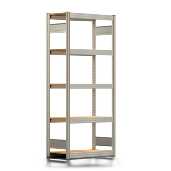 Fachbodenregal mit Tiefenriegel - 350 kg - 2.000 x 875 x 400 mm (HxBxT) - erweiterbar - verzinkt - 5 Holzböden - Lagerregal - Steckregal BERT Fachbodenregal mit Tiefenriegel - 350 kg - 2.000 x 875 x 400 mm (HxBxT) - erweiterbar - verzinkt - 5 Holzböden - Lagerregal - Steckregal BERT