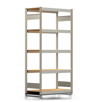 Fachbodenregal mit Tiefenriegel - 350 kg - 2.000 x 1.005 x 500 mm (HxBxT) - erweiterbar - verzinkt - 5 Holzböden - Lagerregal - Steckregal BERT Fachbodenregal mit Tiefenriegel - 350 kg - 2.000 x 1.005 x 500 mm (HxBxT) - erweiterbar - verzinkt - 5 Holzböden - Lagerregal - Steckregal BERT