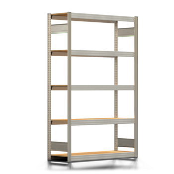 Fachbodenregal mit Tiefenriegel - 350 kg - 2.000 x 1.285 x 400 mm (HxBxT) - erweiterbar - verzinkt - 5 Holzböden - Lagerregal - Steckregal BERT Fachbodenregal mit Tiefenriegel - 350 kg - 2.000 x 1.285 x 400 mm (HxBxT) - erweiterbar - verzinkt - 5 Holzböden - Lagerregal - Steckregal BERT