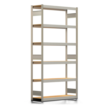 Fachbodenregal mit Tiefenriegel - 350 kg - 2.500 x 1.285 x 400 mm (HxBxT) - erweiterbar - verzinkt - 6 Holzböden - Lagerregal - Steckregal BERT Fachbodenregal mit Tiefenriegel - 350 kg - 2.500 x 1.285 x 400 mm (HxBxT) - erweiterbar - verzinkt - 6 Holzböden - Lagerregal - Steckregal BERT