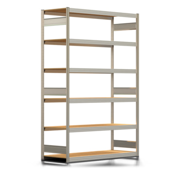 Fachbodenregal mit Tiefenriegel - 350 kg - 2.500 x 1.695 x 600 mm (HxBxT) - erweiterbar - verzinkt - 6 Holzböden - Lagerregal - Steckregal BERT Fachbodenregal mit Tiefenriegel - 350 kg - 2.500 x 1.695 x 600 mm (HxBxT) - erweiterbar - verzinkt - 6 Holzböden - Lagerregal - Steckregal BERT