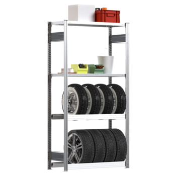 Garagenregal - Räderregal - 250 kg - 2.000 x 1.005 x 400 mm (HxBxT) - erweiterbar - 4 Fachebenen - Steckregal BERT Garagenregal - Räderregal - 250 kg - 2.000 x 1.005 x 400 mm (HxBxT) - erweiterbar - 4 Fachebenen - Steckregal BERT