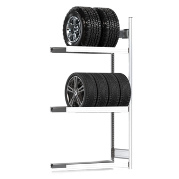 Reifenregal mit Tiefenriegel - 250 kg - 2.000 x 1.005 x 400 mm (HxBxT) - 3 Ebenen - Anbauregal - Steckregal BERT Anbauregal