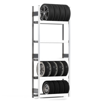 Felgenregal mit Tiefenriegel - 250 kg - 2.500 x 1.005 x 300 mm (HxBxT) - 5 Ebenen - Grundregal - Steckregal BERT Grundregal