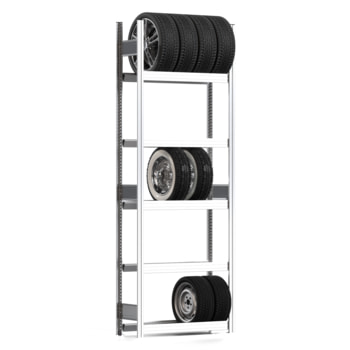 Felgenregal mit Tiefenriegel - 250 kg - 2.500 x 875 x 300 mm (HxBxT) - 5 Ebenen - Grundregal - Steckregal BERT Grundregal