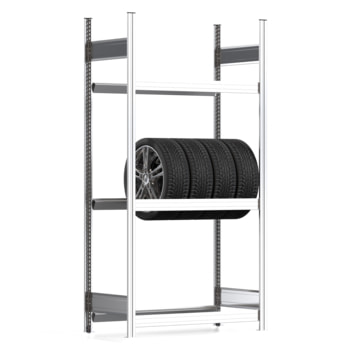 Reifenregal mit Tiefenriegel - 250 kg - 2.000 x 1.005 x 500 mm (HxBxT) - 3 Ebenen - Grundregal - Steckregal BERT Grundregal