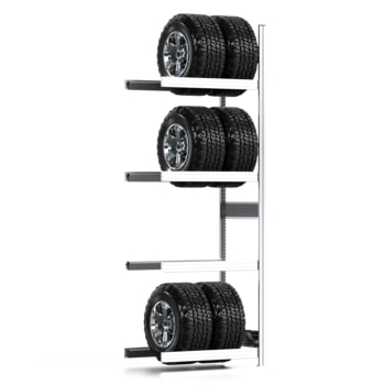 Reifenregal mit Tiefenriegel - 250 kg - 2.500 x 875 x 500 mm (HxBxT) - 4 Ebenen - Anbauregal - Steckregal BERT Anbauregal