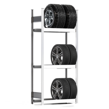 Räderregal mit Tiefenriegel - 250 kg - 2.000 x 875 x 400 mm (HxBxT) - 3 Ebenen - Grundregal - Steckregal BERT Grundregal