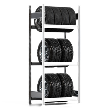 Räderregal mit Tiefenriegel - 250 kg - 2.000 x 875 x 500 mm (HxBxT) - 3 Ebenen - Grundregal - Steckregal BERT Grundregal