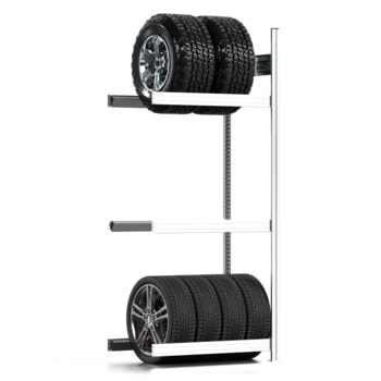 Räderregal mit Tiefenriegel - 250 kg - 2.000 x 875 x 500 mm (HxBxT) - 3 Ebenen - Anbauregal - Steckregal BERT Anbauregal