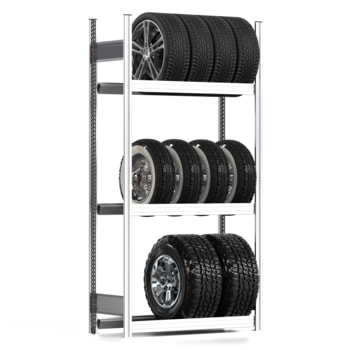 Räderregal mit Tiefenriegel - 250 kg - 2.000 x 1.005 x 400 mm (HxBxT) - 3 Ebenen - Grundregal - Steckregal BERT Grundregal