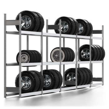 Räderregal mit Tiefenriegel - 250 kg - 2.000 x 6.481 x 400 mm (HxBxT) - 3 Ebenen - 5 Felder Set - Steckregal BERT Räderregal mit Tiefenriegel - 250 kg - 2.000 x 6.481 x 400 mm (HxBxT) - 3 Ebenen - 5 Felder Set - Steckregal BERT