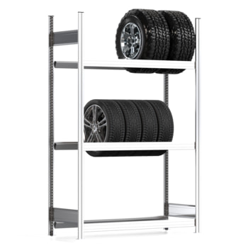 Räderregal mit Tiefenriegel - 250 kg - 2.000 x 1.285 x 500 mm (HxBxT) - 3 Ebenen - Grundregal - Steckregal BERT Grundregal