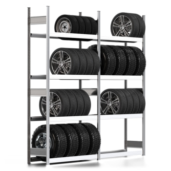 Räderregal mit Tiefenriegel - 250 kg - 2.500 x 2.626 x 400 mm (HxBxT) - 4 Ebenen - 2 Felder Set - Steckregal BERT Räderregal mit Tiefenriegel - 250 kg - 2.500 x 2.626 x 400 mm (HxBxT) - 4 Ebenen - 2 Felder Set - Steckregal BERT