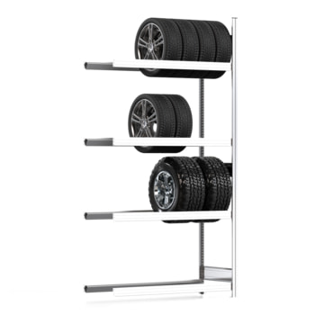Räderregal mit Tiefenriegel - 250 kg - 2.500 x 1.285 x 500 mm (HxBxT) - 4 Ebenen - Anbauregal - Steckregal BERT Anbauregal